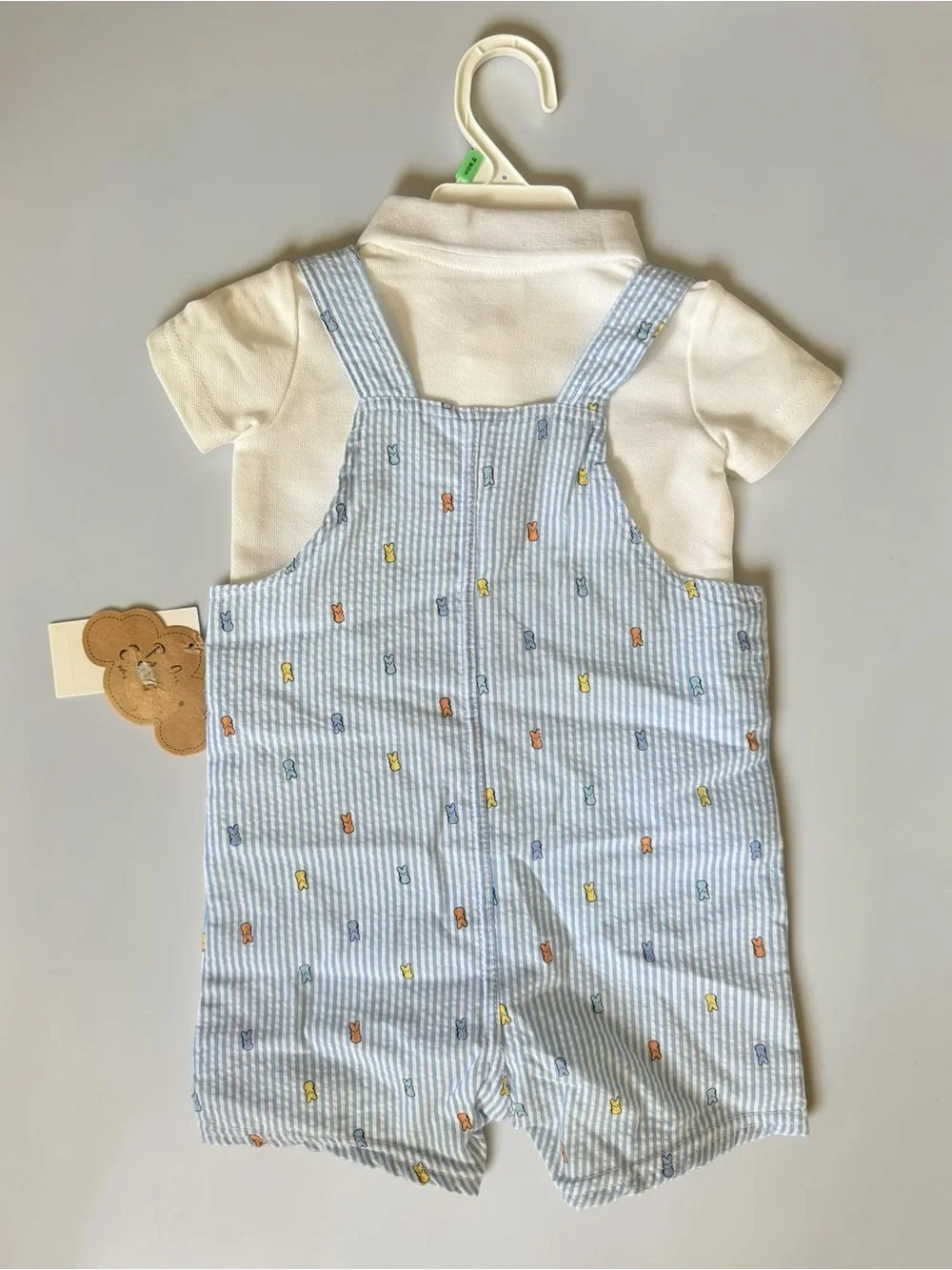 Baby Essentials Easter Bunny Overalls 2 Piece Set Size 18 Months  Seersucker New